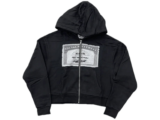 Profit Minded SSN Card Zip Up Hoodie Black