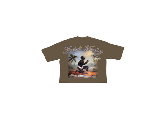 Saint Vanity Forever Cropped Oversized Tee Brown