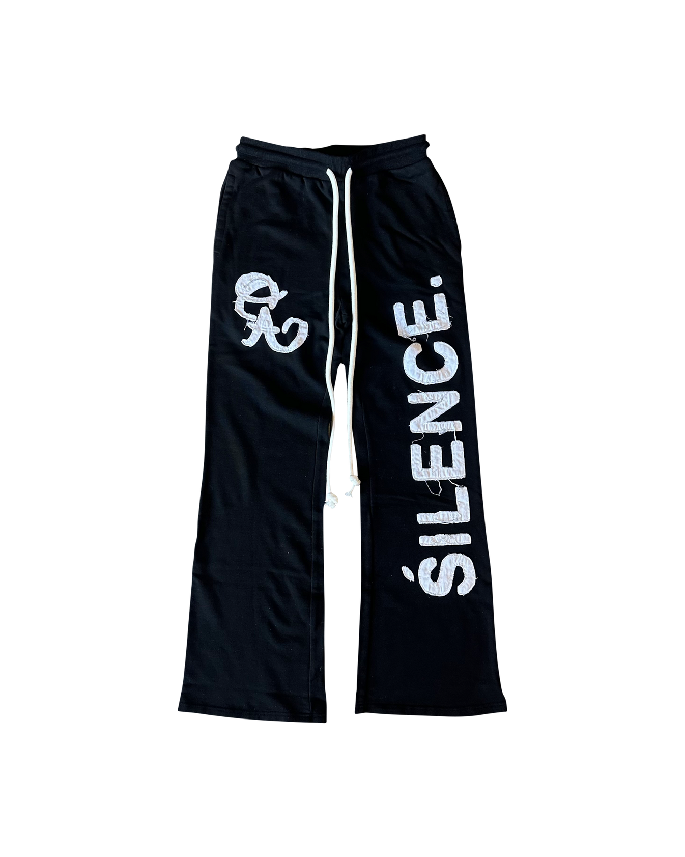 SILENCE Distressed Sweatpants Black