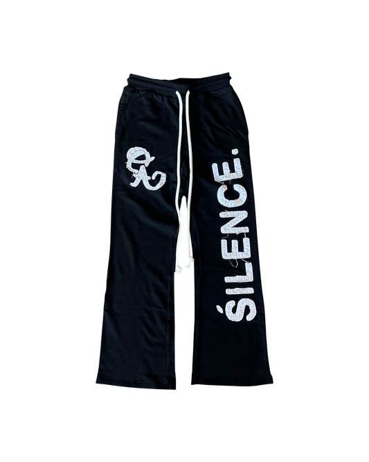 SILENCE Distressed Sweatpants Black
