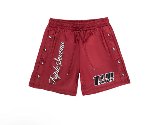 Triple Sevens Nylon Button Shorts Burgundy