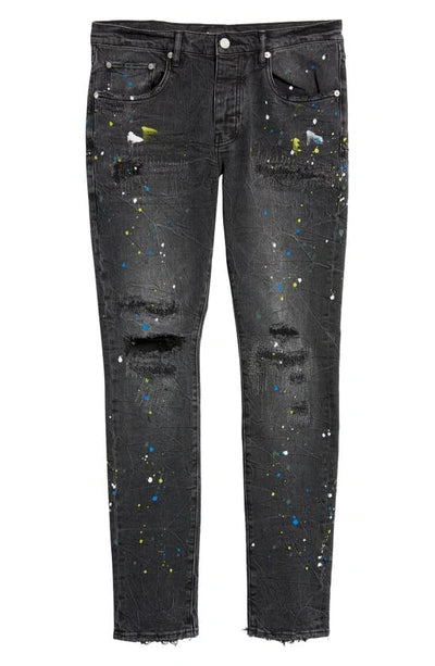 Purple Brand Black Reflective Paint Repair Jeans