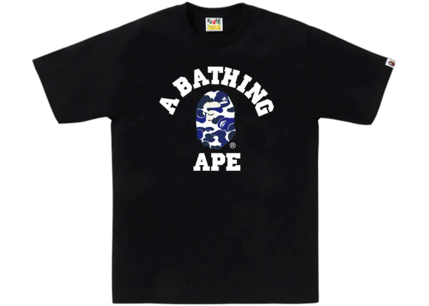 BAPE Blue Black White Camo College Tee Black