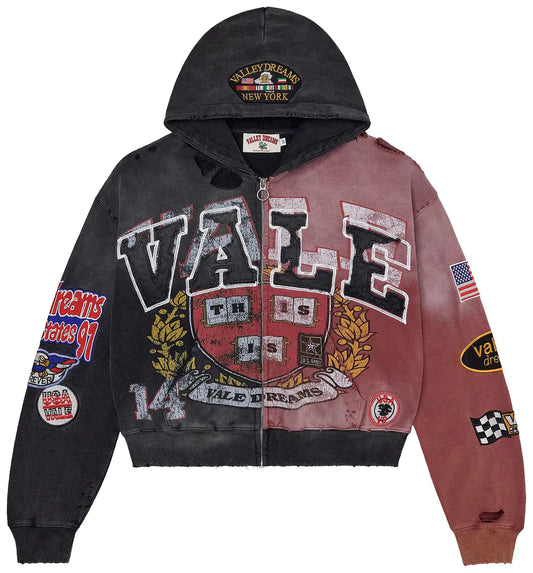 VALE Two Face Zip Up Hoodie Red Black