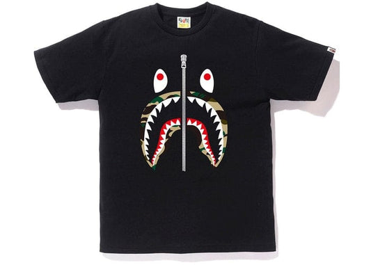 BAPE Green Camo Shark Tee Black