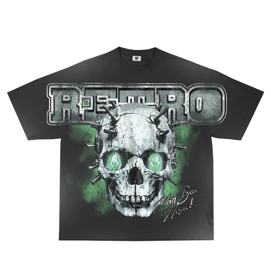 Retrovert Green Bolted Cranium Tee Black
