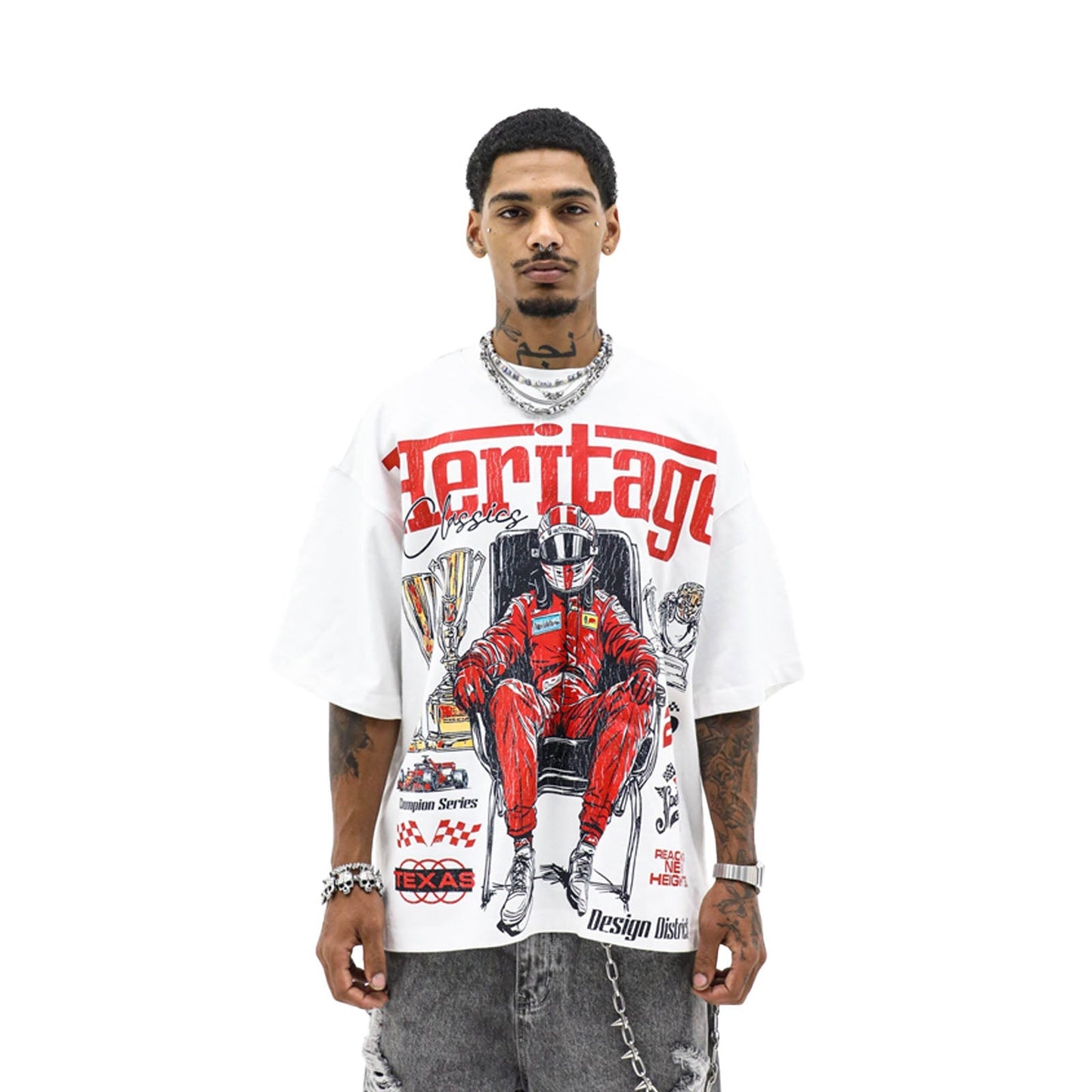 Heights District Heritage Racing Tee White
