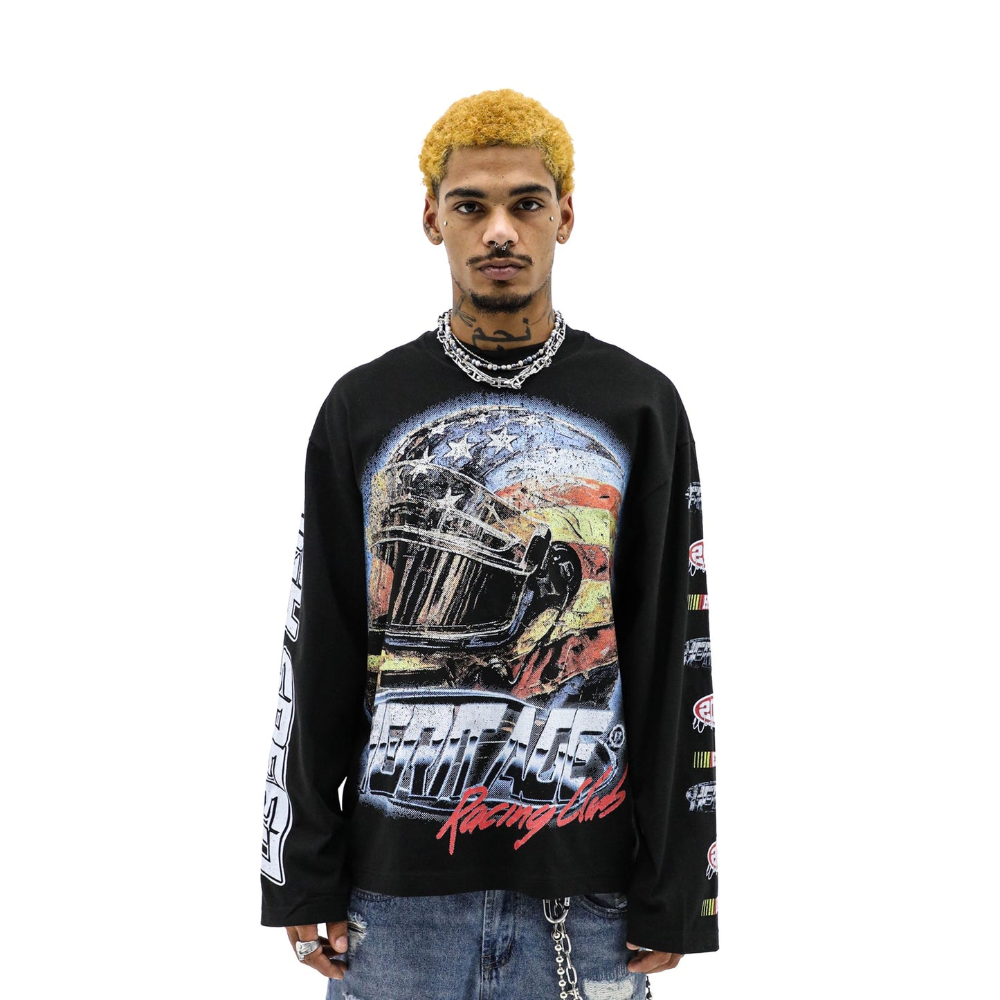 Heights District Speedway Long Sleeve Tee Black