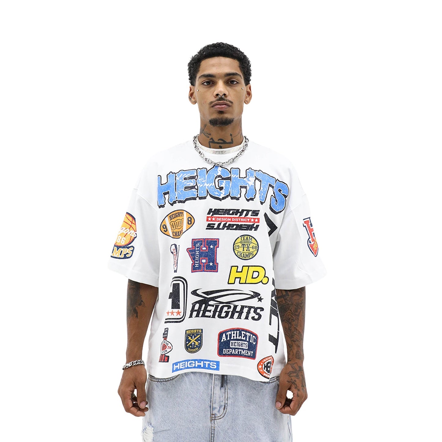 Heights District HD Varsity Tee White