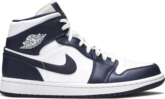 Jordan 1 Mid White Metallic Gold Obsidian