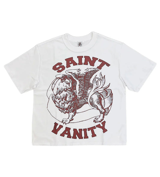 Saint Vanity Burgundy Logo Tee White