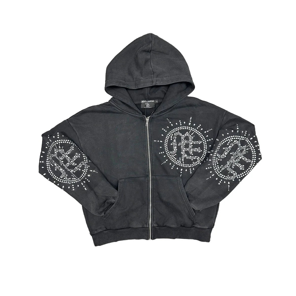 Mixed Emotion Eclipse Zip Up Hoodie Washed Grey