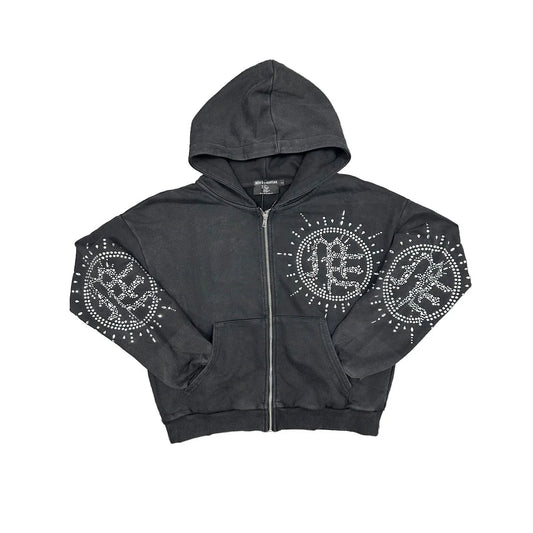 Mixed Emotion Eclipse Zip Up Hoodie Washed Grey