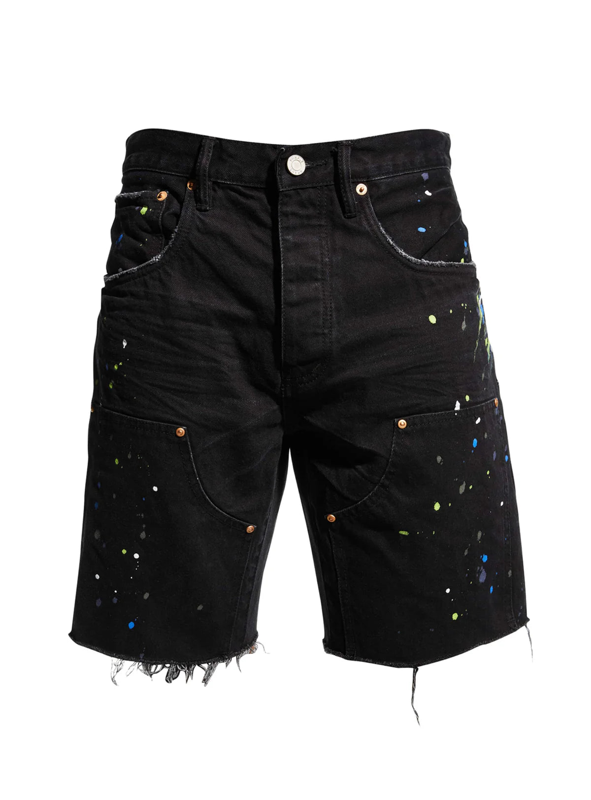 Purple Brand Black Carpenter Paint Splatter Jeans Shorts