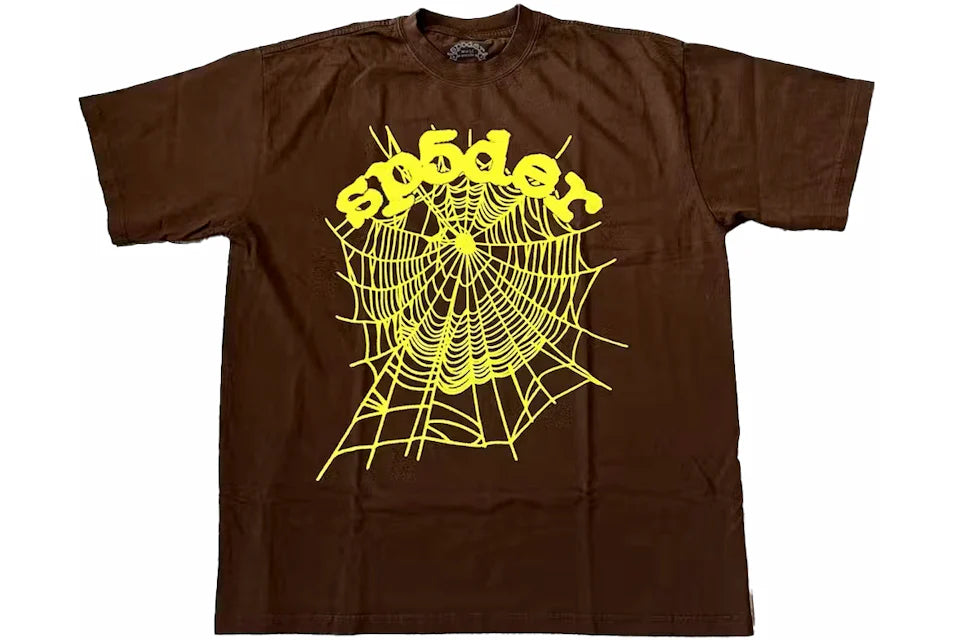 SP5DER Yellow Web Tee Brown