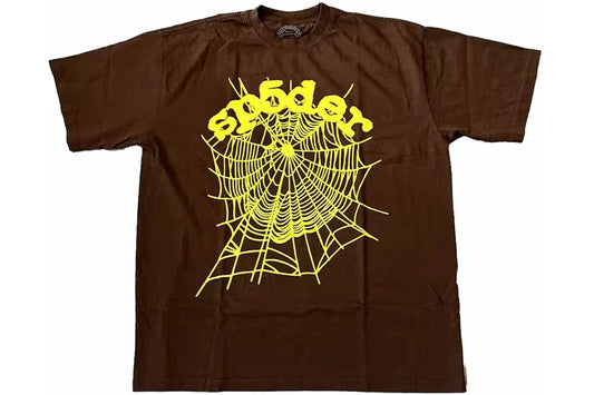 SP5DER Yellow Web Tee Brown