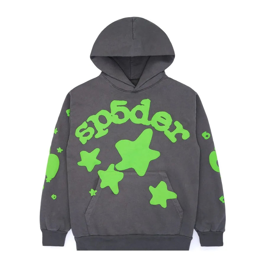 SP5DER Beluga Hoodie Green Slate Grey