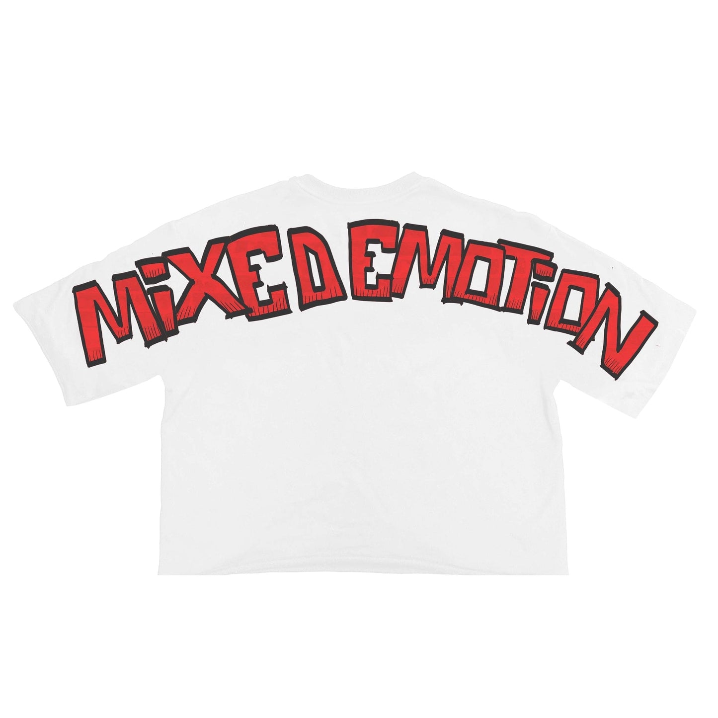 Mixed Emotion Grey Red Monster Tee White