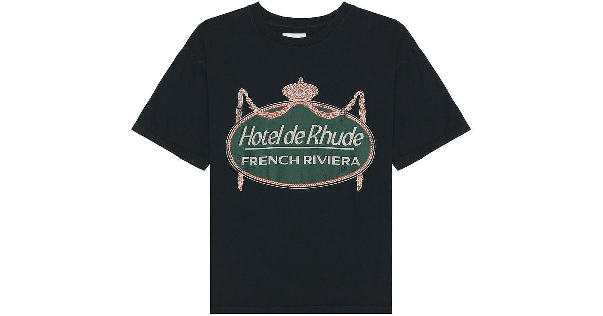 Rhude Green French Riviera Logo Tee Black