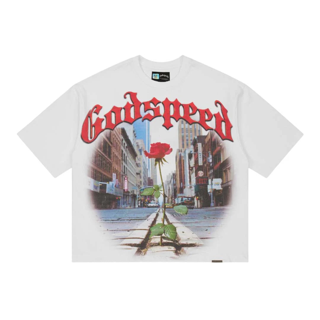 Godspeed NYC Concrete Rose Tee White