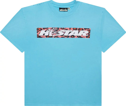 Hellstar Pink Box Logo Tee Light Blue