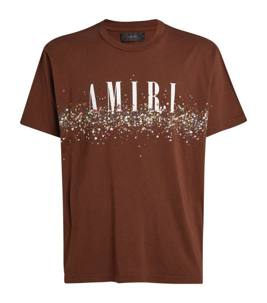 AMIRI Brown Crystal Core Logo Painter Tee Brown