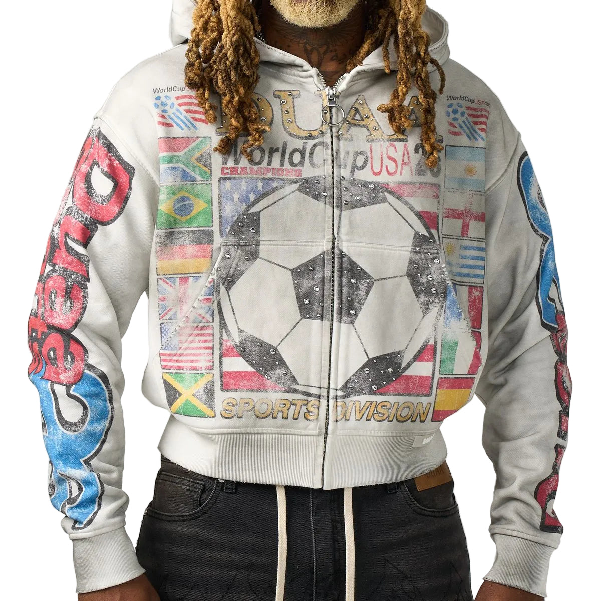 DUAA Global Soccer Zip Up Hoodie Grey
