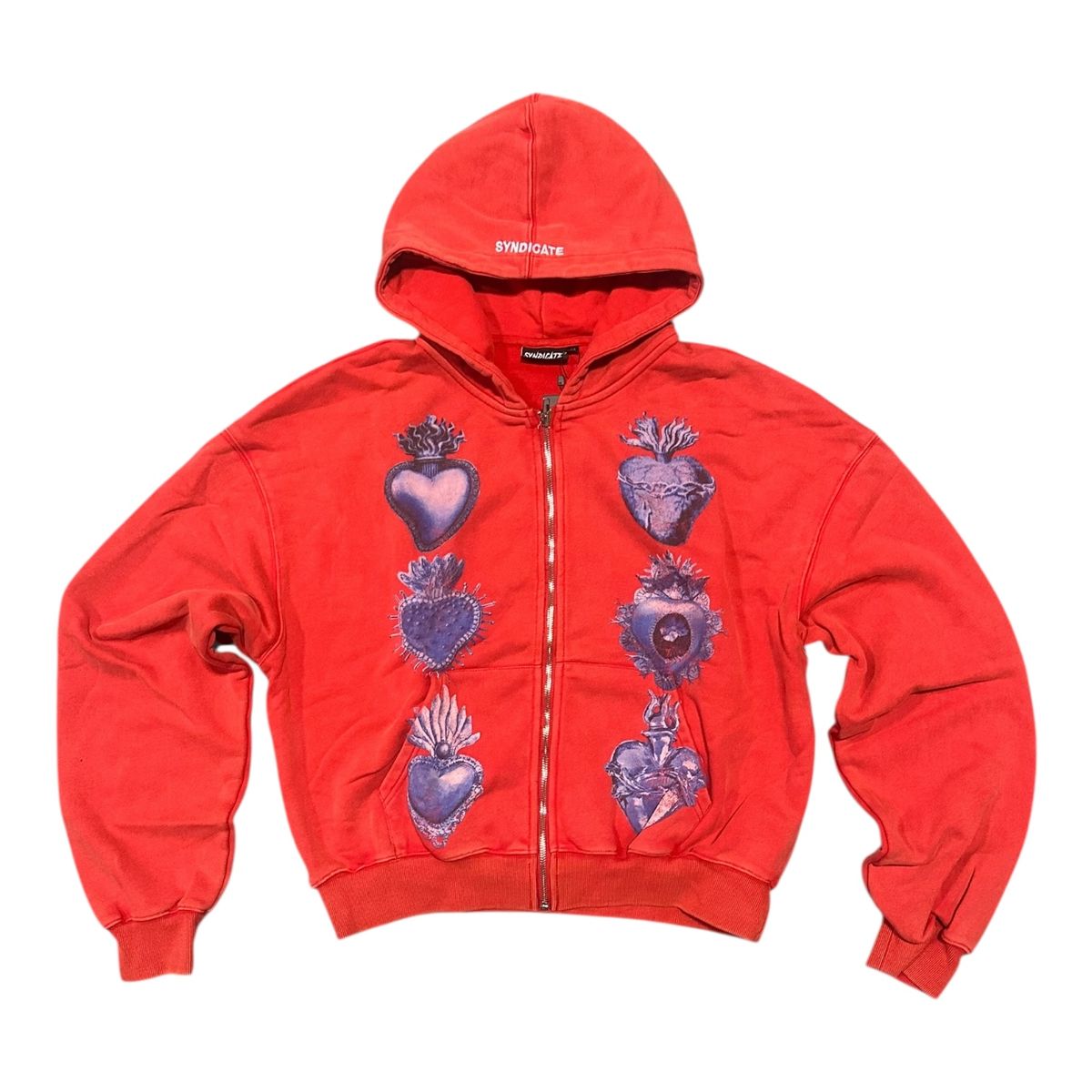 Syndicate The Hearts Zip Up Hoodie Red