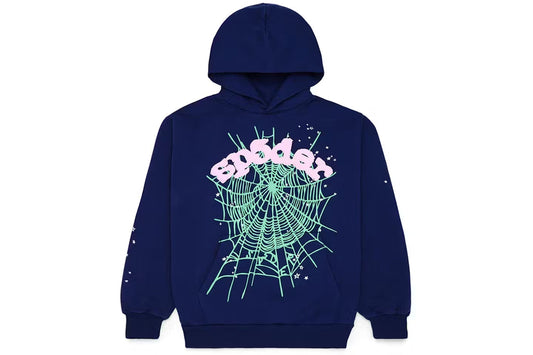 SP5DER OG Web Hoodie Pink Navy