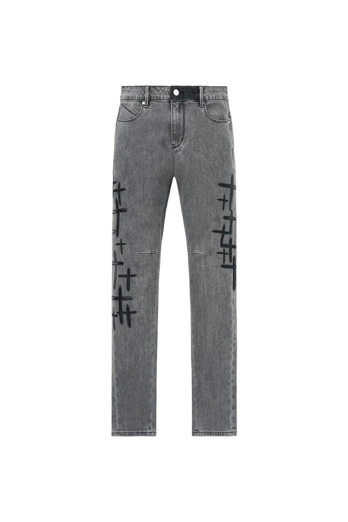 RTA Bryant Clouded Mist Cross Patch Grey Jeans