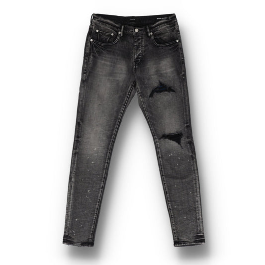 Purple Brand Plaid Patch Washed Black Jeans
