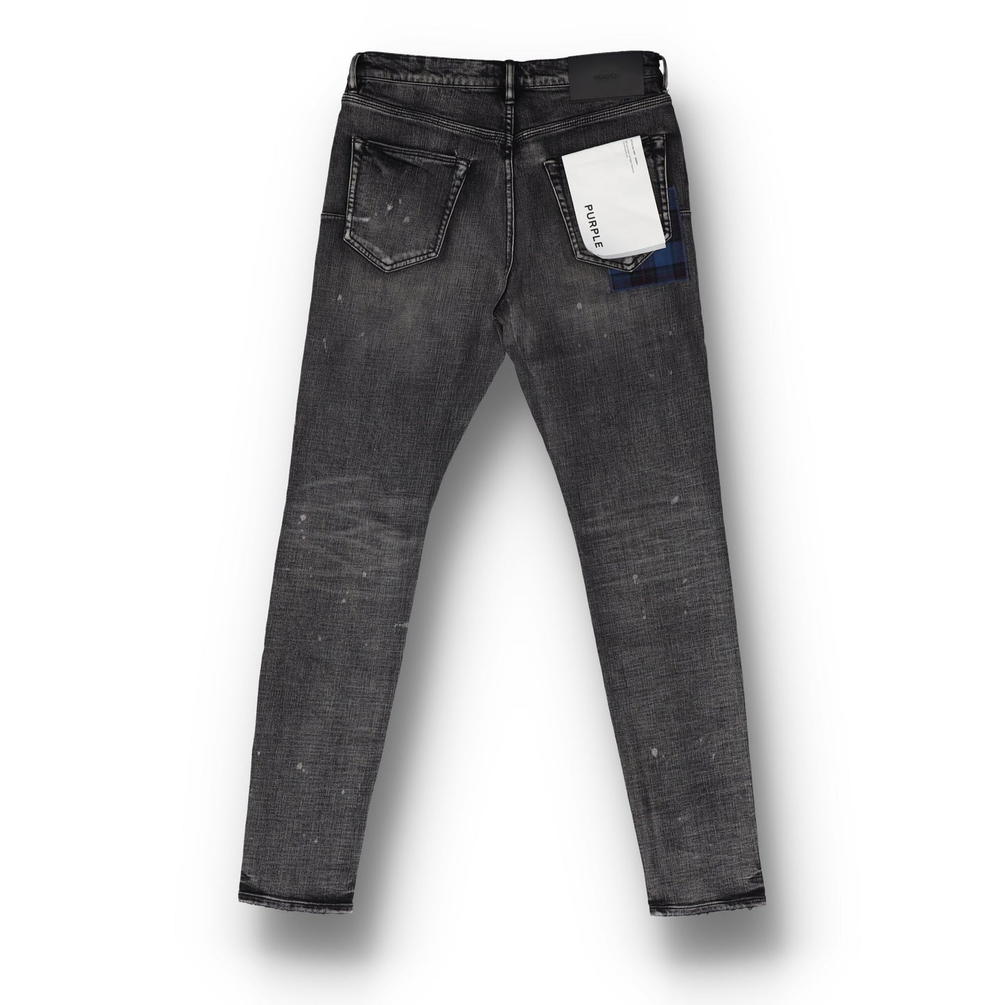 Purple Brand Plaid Patch Washed Black Jeans