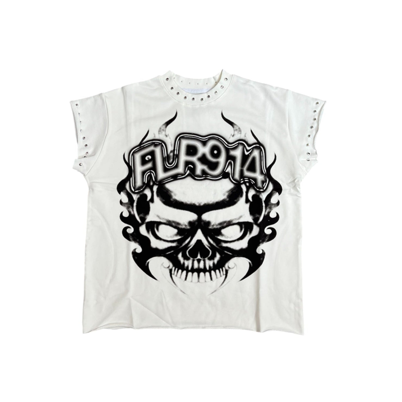 Floor914 Skull Inferno Cut Off Tee White