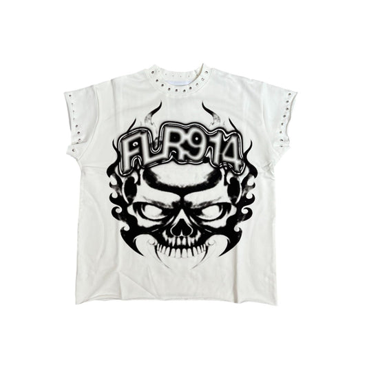Floor914 Skull Inferno Cut Off Tee White