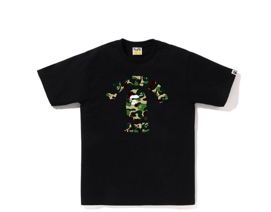 BAPE All Over Green Camo College Tee Black