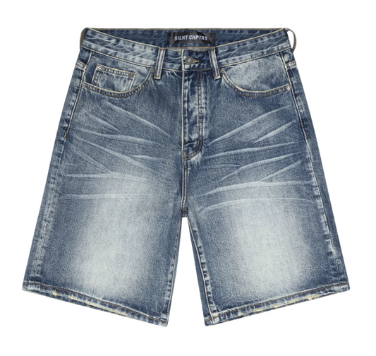 Silnt Chptrs Denim Shorts Dark Blue Wash