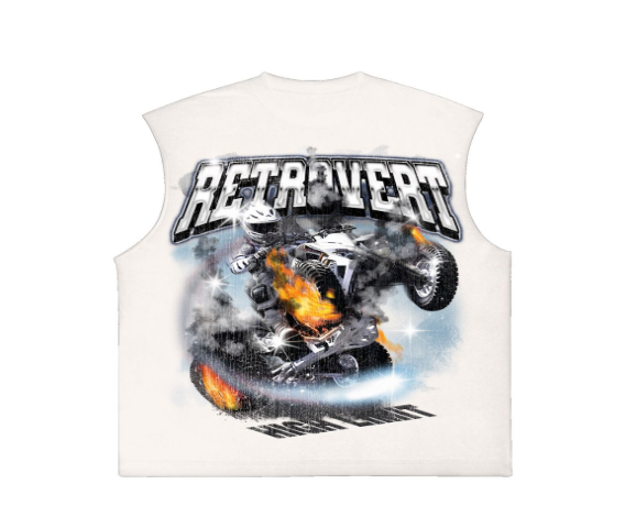 Retrovert Flame ATV Cut Off Tee White