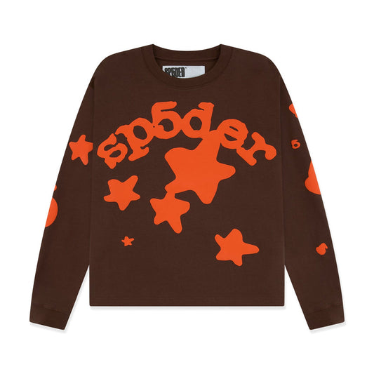 Sp5der Beluga Long Sleeve Tee Orange Brown