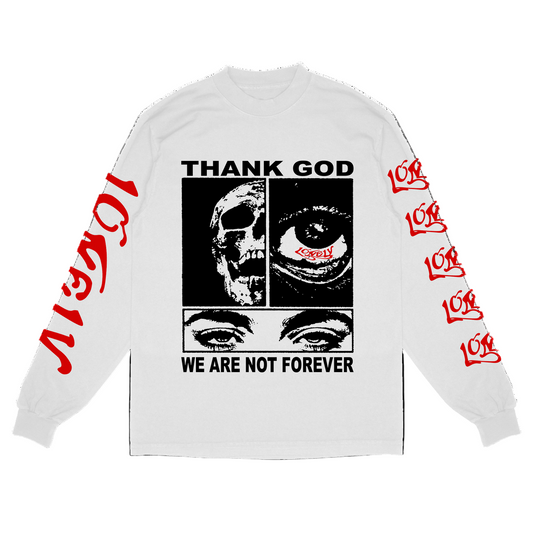 LHC Thank God Long Sleeve Tee White