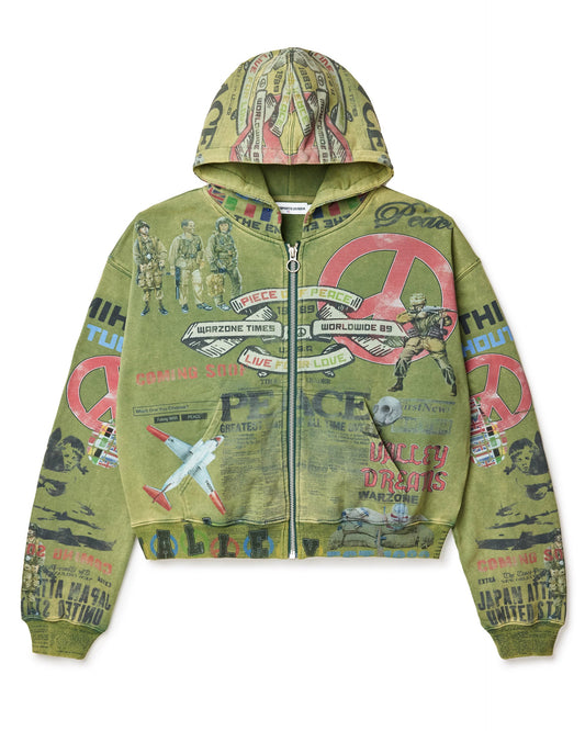 VALE Peace Zip Up Hoodie Olive