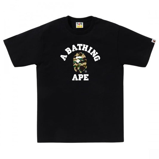 BAPE Yellow Camo College Tee Black