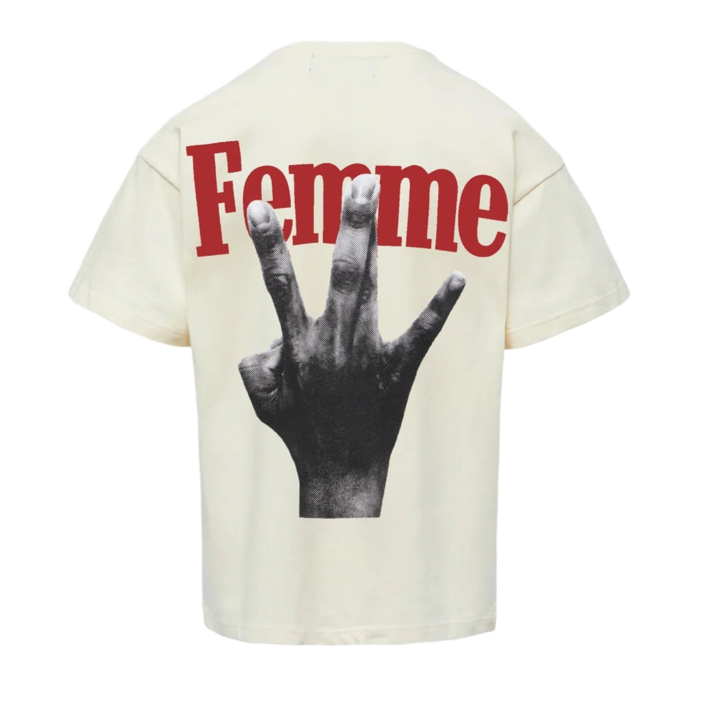 Homme Femme Red Twisted Fingers Tee Cream