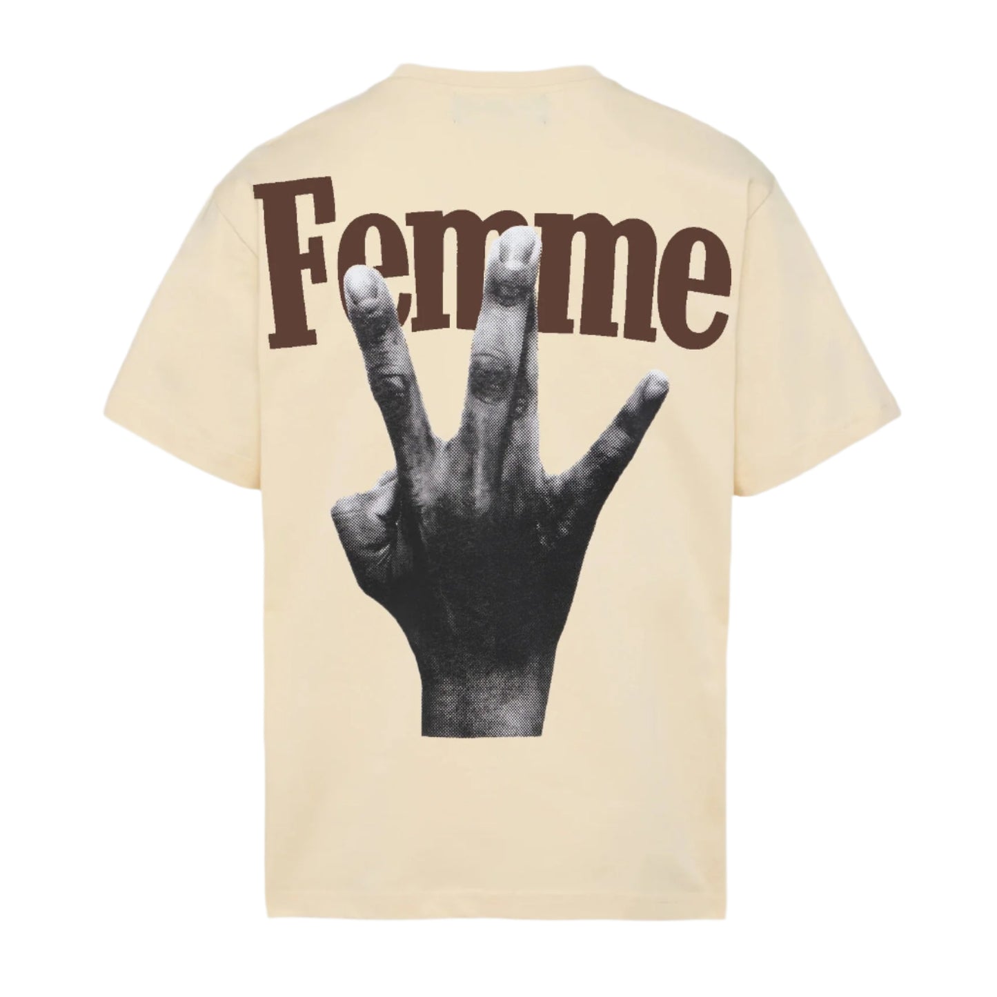 Homme Femme Brown Twisted Fingers Tee Cream