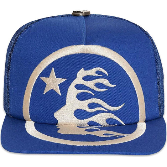 Hellstar Big Logo Trucker Snapback Hat Blue