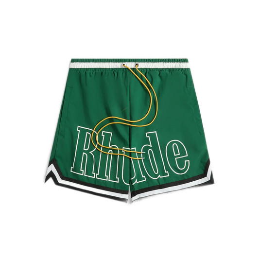 Rhude Basketball Logo Swim Short Forest Green