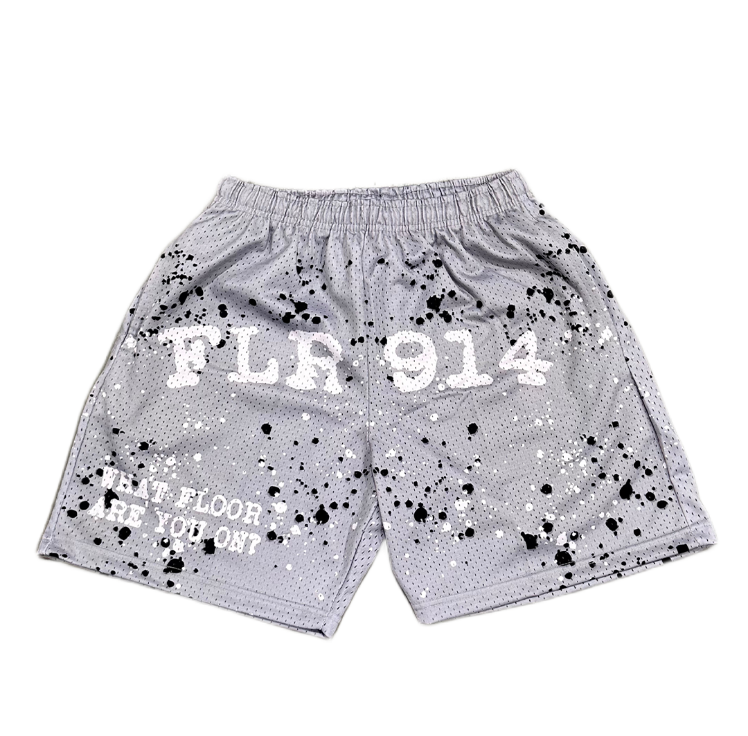 Floor914 Paint Splatter Mesh Shorts Grey