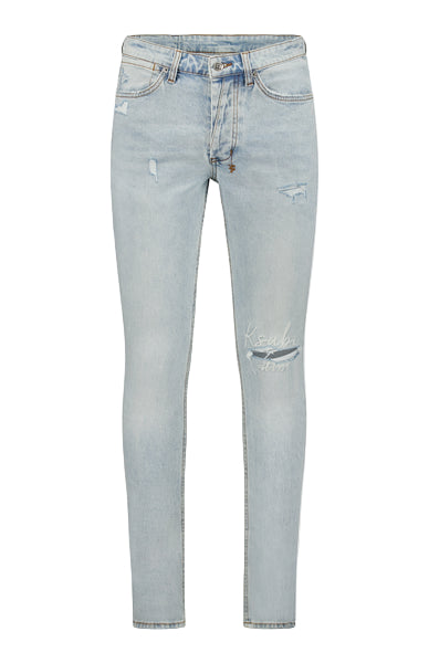 Ksubi Van Winkle Embroidered Knee Frost Blue Jeans