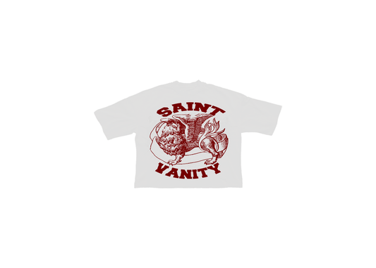 Saint Vanity Burgundy Logo Tee White