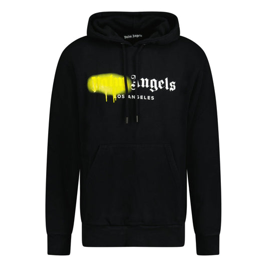 Palm Angels LA Yellow Sprayed Hoodie Black