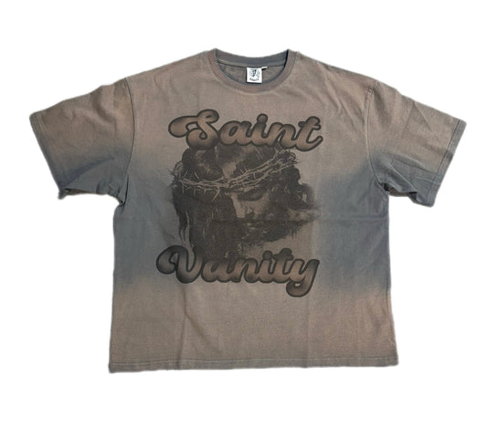 Saint Vanity Jesus Logo Tee Washed Grey